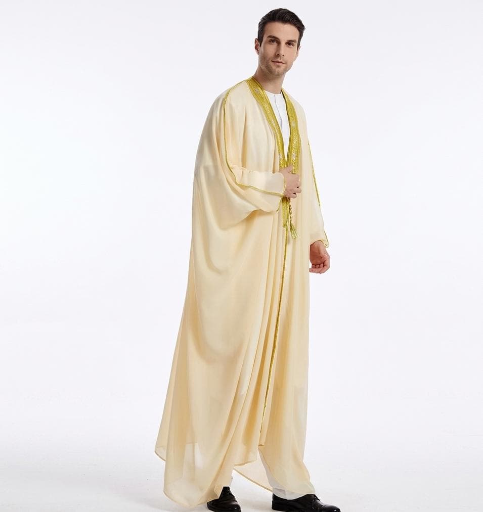 Embroidered Men’s Bisht – Traditional Arabic Cloak, Wedding Formal Wear