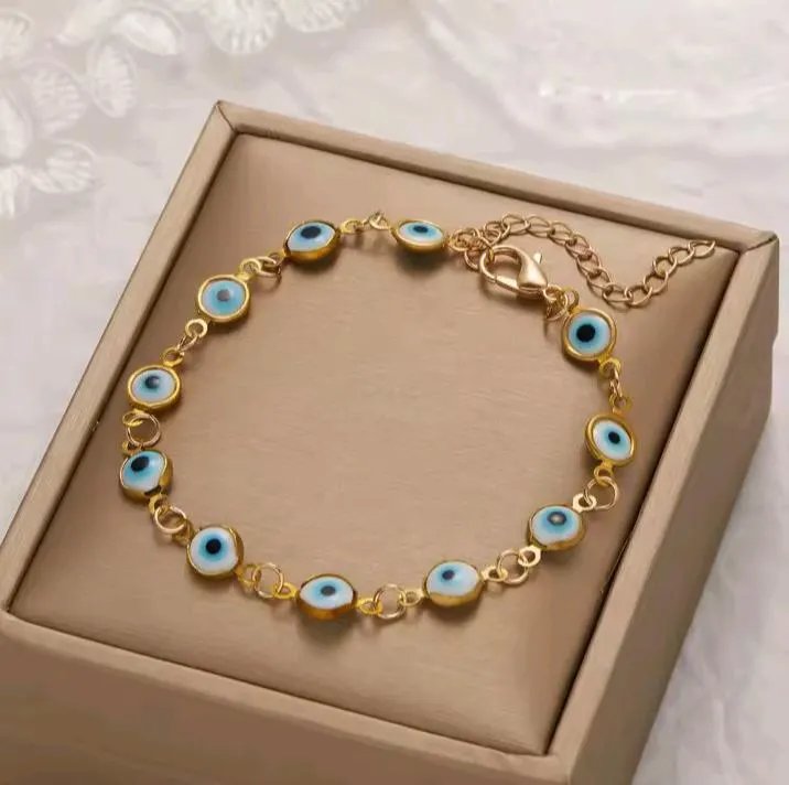 Lucky Evil Eye Bracelet for Women & Men, Colorful Turkish Nazar Bead Jewelry Protection Good Luck Charm, Adjustable Gold Chain Bracelet - image 3