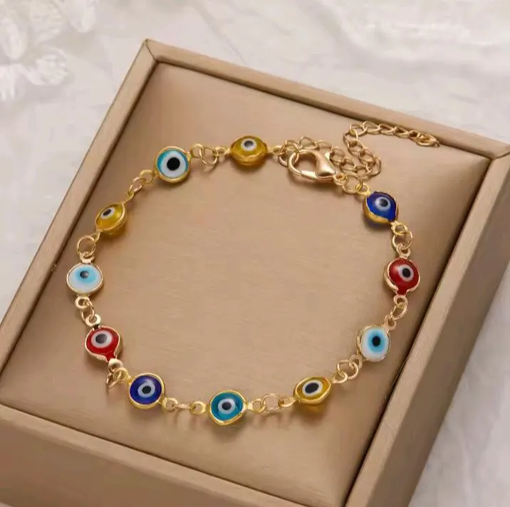 Lucky Evil Eye Bracelet for Women & Men, Colorful Turkish Nazar Bead Jewelry Protection Good Luck Charm, Adjustable Gold Chain Bracelet - image 4