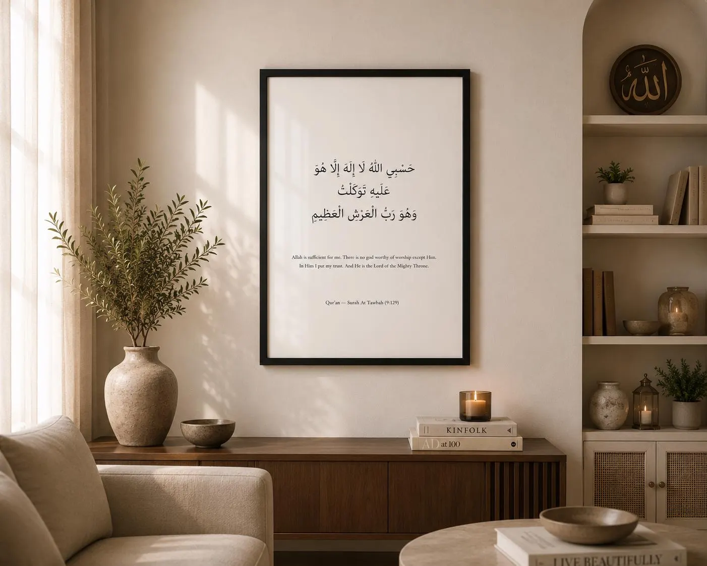 Minimalist Hasbiyallahu Wall Art | Framed Qur’anic Print | Islamic Home Decor | Arabic Calligraphy Wall Art - image 3