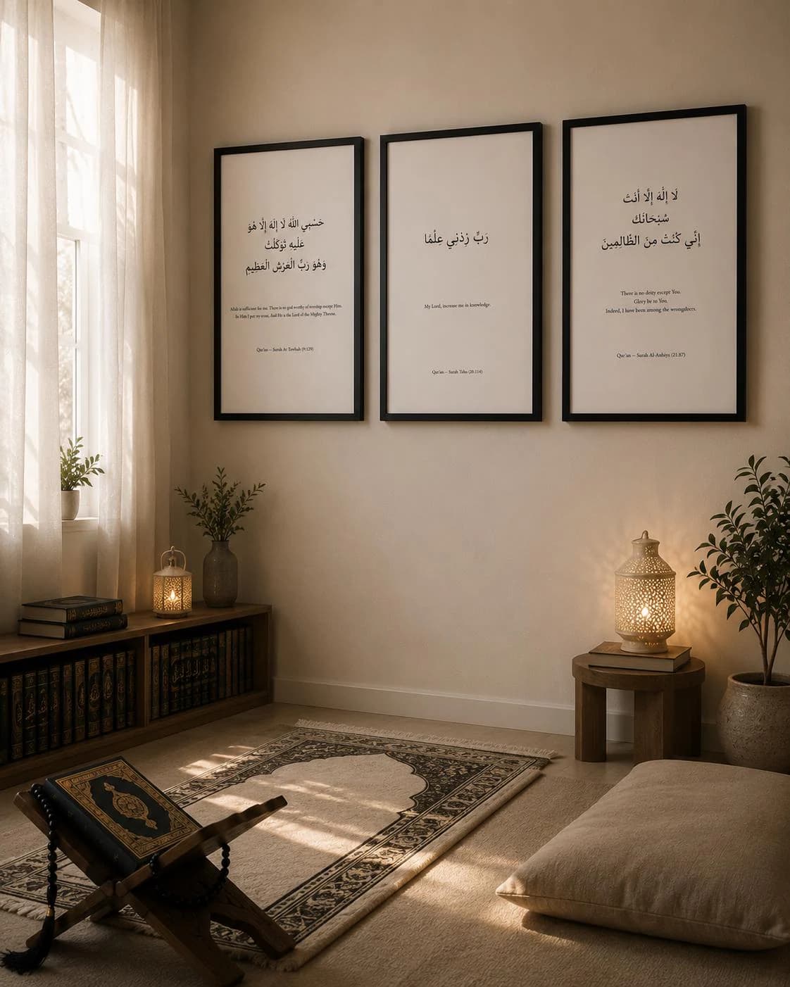 Set of 3 Framed Islamic Wall Art | Quranic Verses, Modern Muslim Decor - image 5
