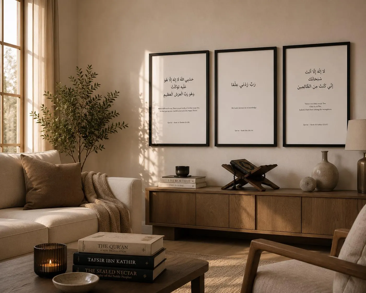 Set of 3 Framed Islamic Wall Art | Quranic Verses, Modern Muslim Decor - image 3