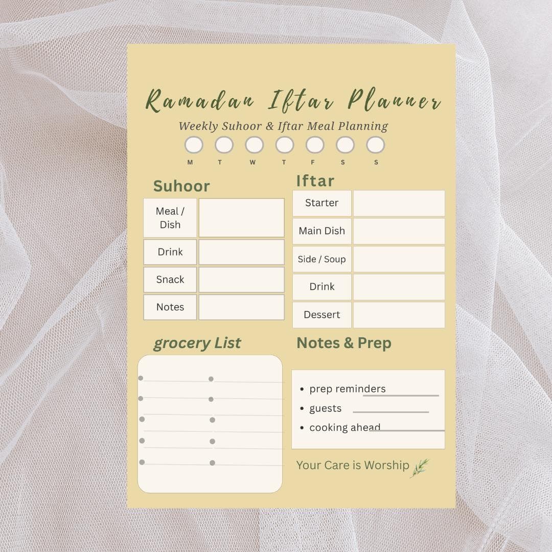 Ramadan Iftar Suhoor Meal Planner, Minimalist Design (Digital Download) - image 5