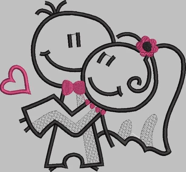 Outline Bride and Groom Machine Embroidery File for Wedding Pillows and Home Decor gift - image 2