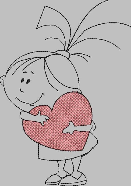 Girl heart embroidery design | machine stitch file | digital pattern - image 3