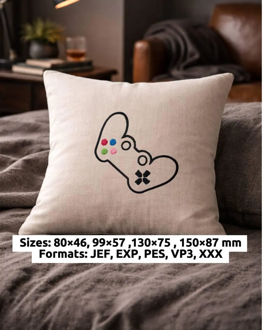 Game controller embroidery design | console outline | machine file