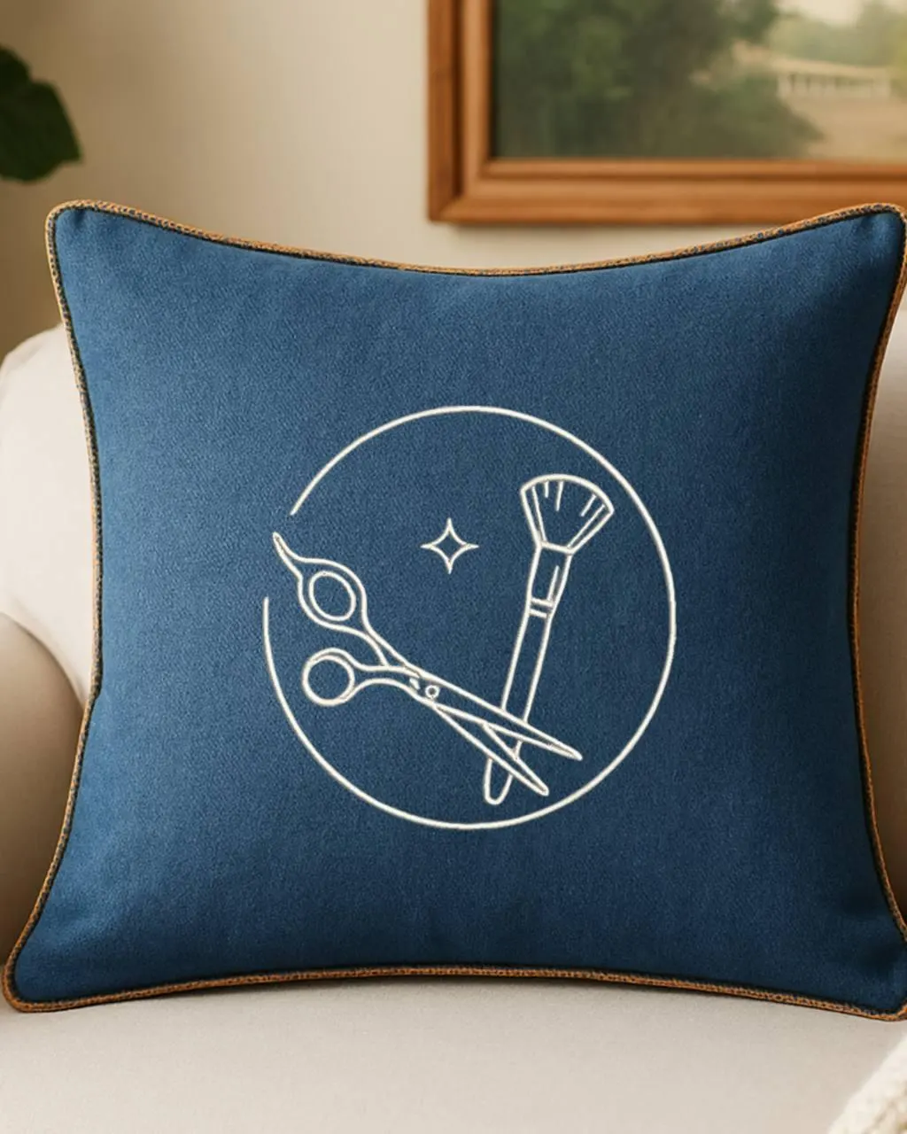 Salon Tools Embroidery Design: Scissors & Brush Logo (Digital File) pes jef exp - image 4