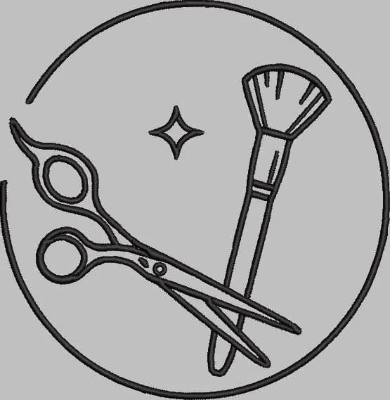 Salon Tools Embroidery Design: Scissors & Brush Logo (Digital File) pes jef exp - image 3