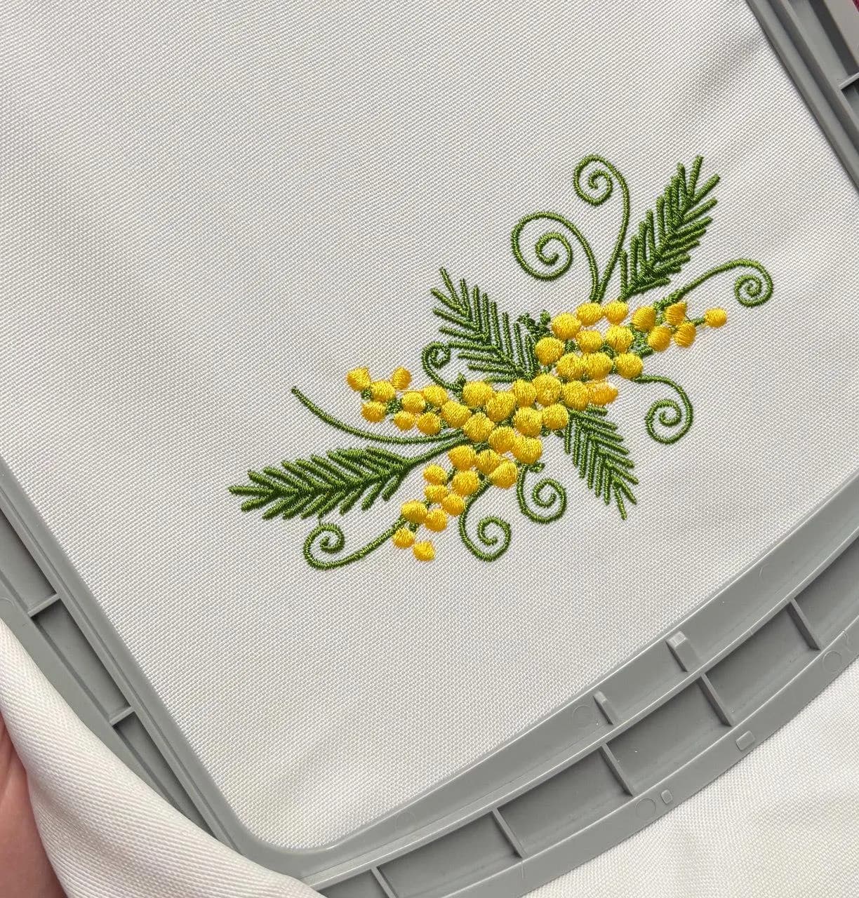 Yellow Mimosa Branch Machine Embroidery Design for Spring Home Decor and Gift Projects PES JEF - image 4