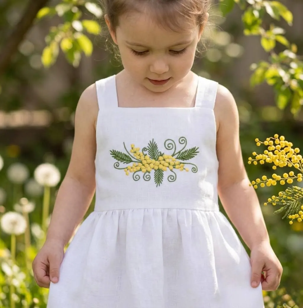 Yellow Mimosa Branch Machine Embroidery Design for Spring Home Decor and Gift Projects PES JEF