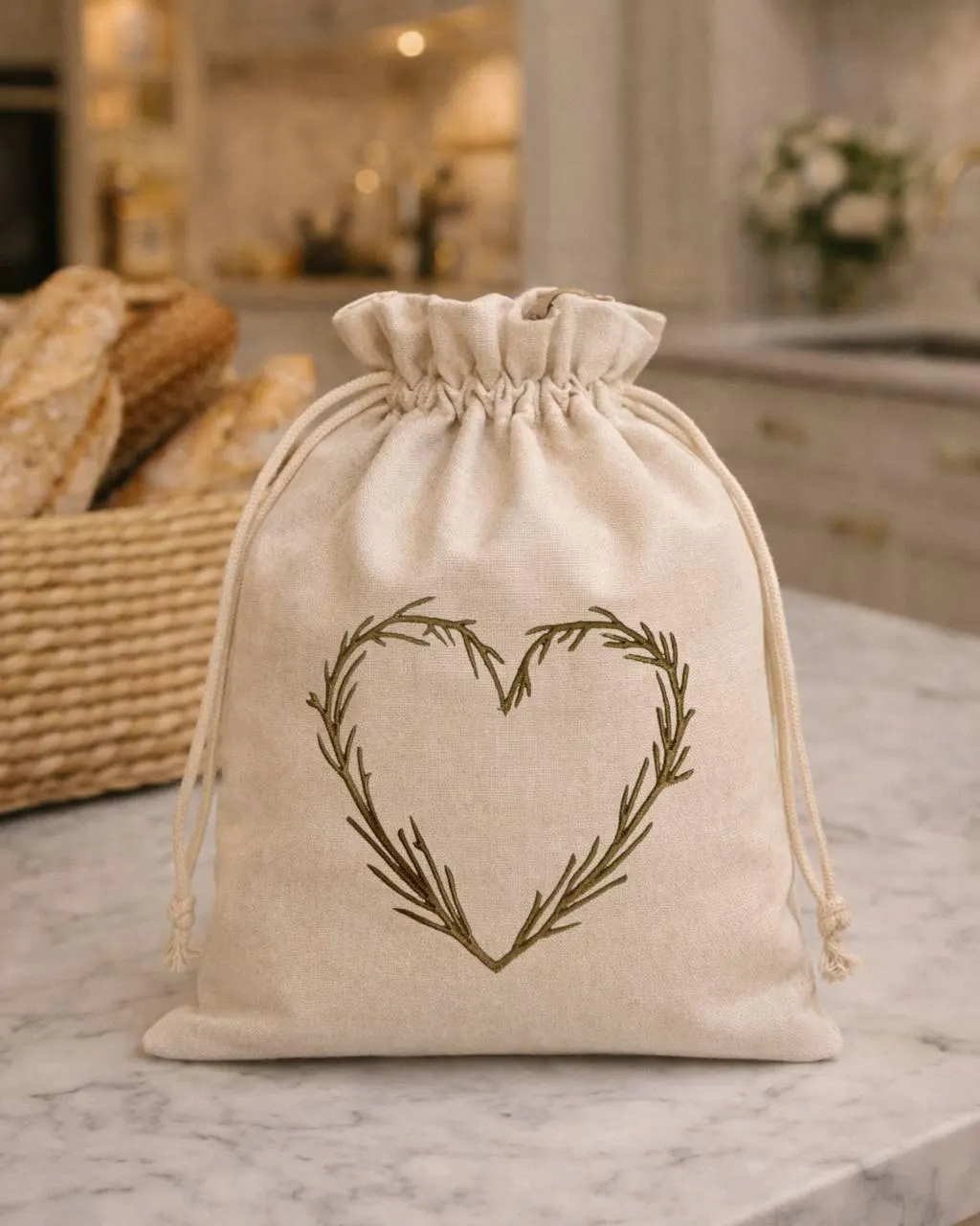 Minimal heart wreath embroidery design, botanical machine file for pillow and home decor - image 3