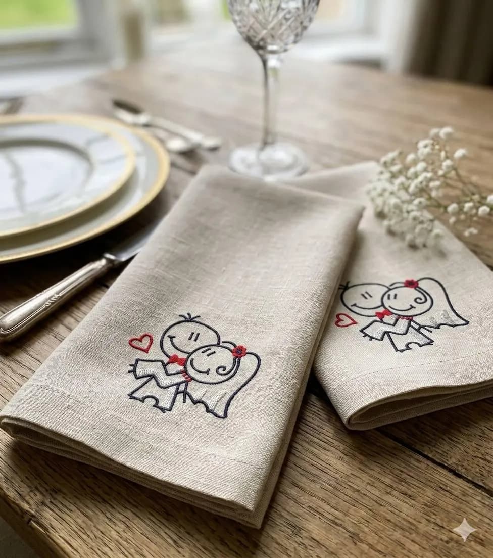 Outline Bride and Groom Machine Embroidery File for Wedding Pillows and Home Decor gift