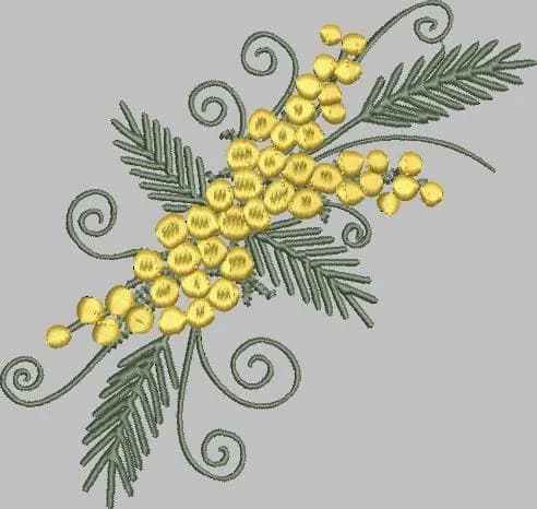 Yellow Mimosa Branch Machine Embroidery Design for Spring Home Decor and Gift Projects PES JEF - image 3