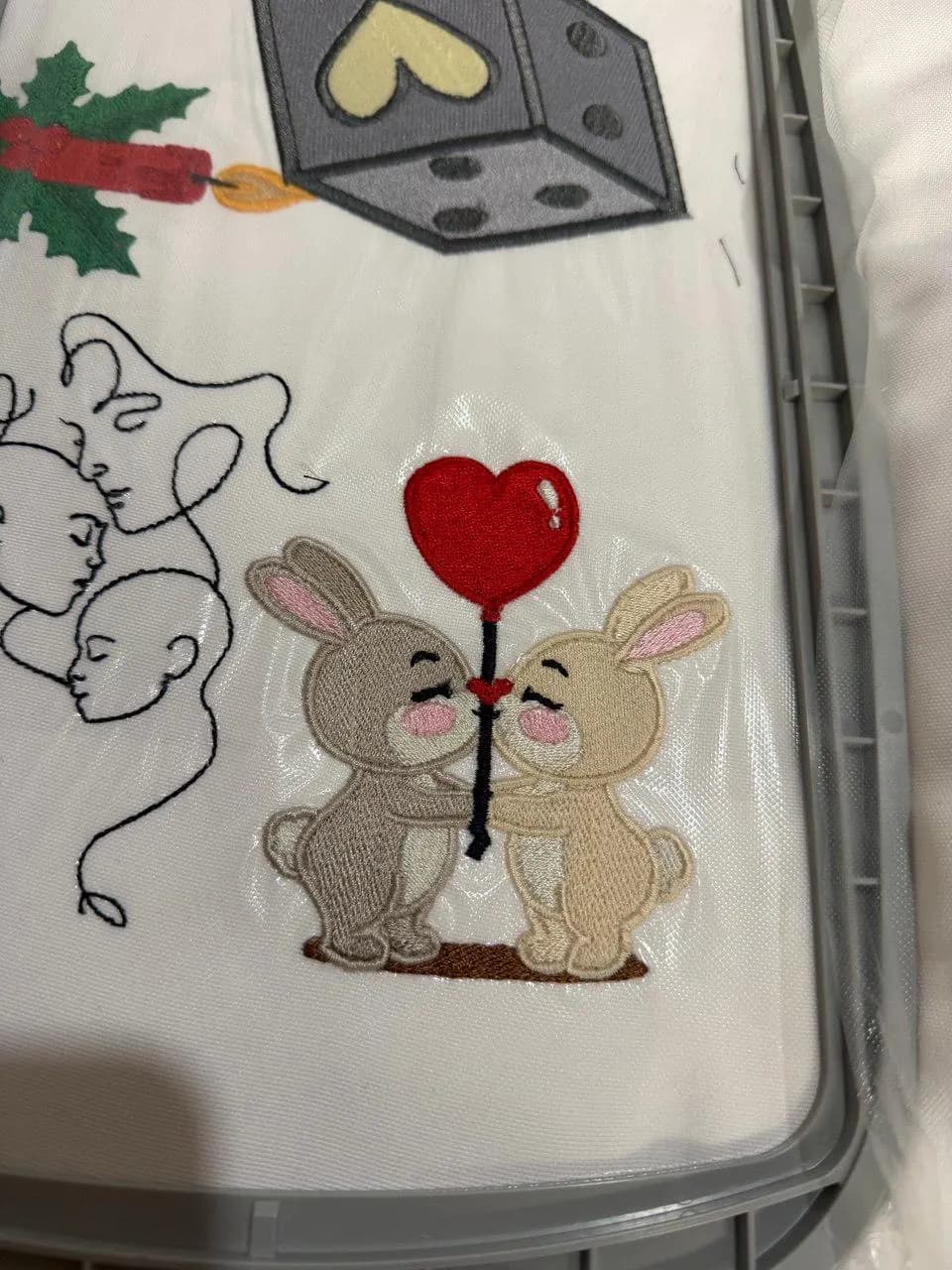 Adorable bunny couple with heart balloon machine embroidery design for Valentine's Day projects Pes Jef exp - image 4
