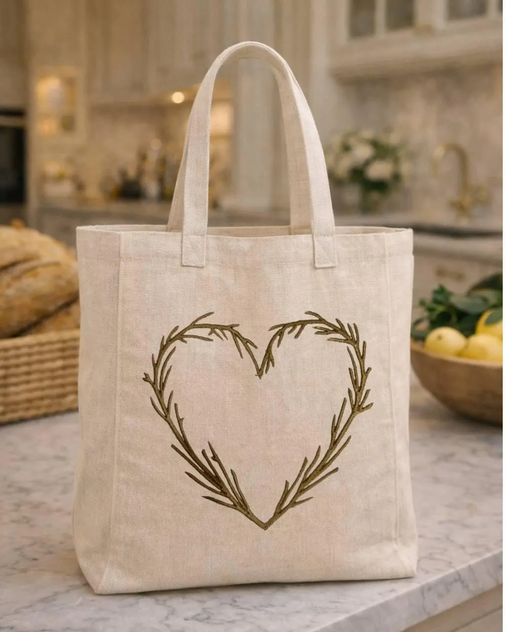 Minimal heart wreath embroidery design, botanical machine file for pillow and home decor - image 4