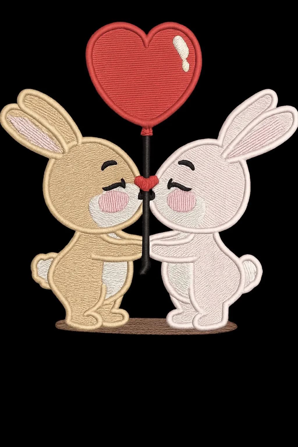 Adorable bunny couple with heart balloon machine embroidery design for Valentine's Day projects Pes Jef exp - image 3
