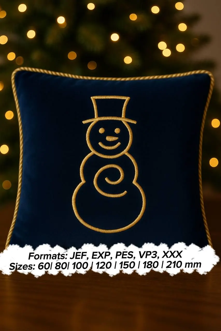 Minimal snowman outline embroidery design for christmas decor | machine embroidery file