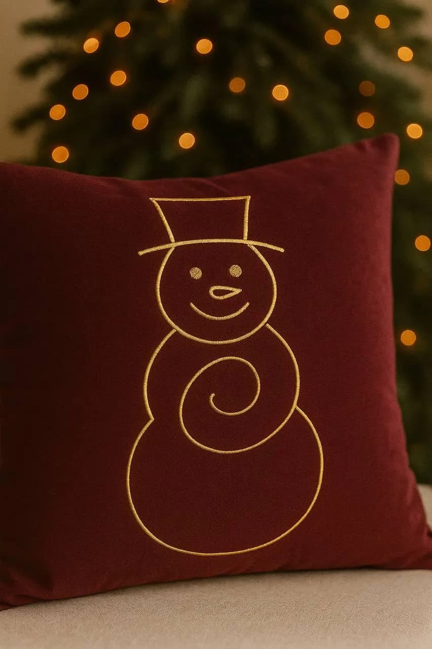 Minimal snowman outline embroidery design for christmas decor | machine embroidery file - image 3