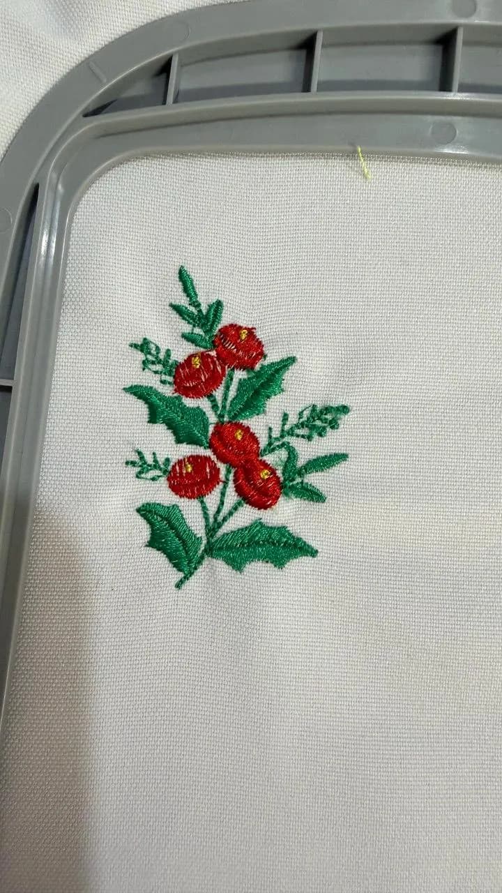 Vintage botanical berry embroidery border for hand towels by YOLA - image 3