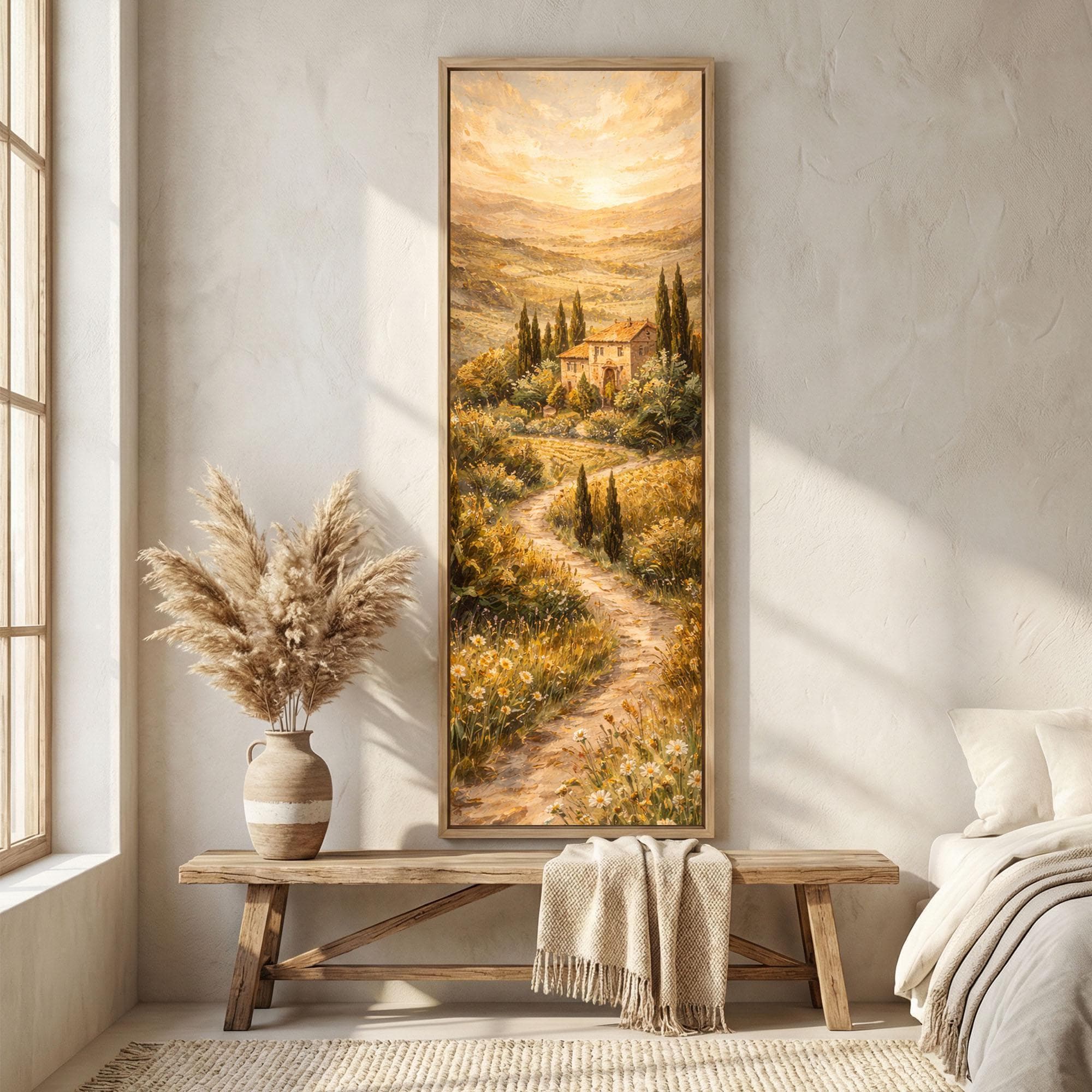 Tuscan Villa Landscape Long Narrow Large Canvas Print Textured Italian Country Framed Wall Art - image 4