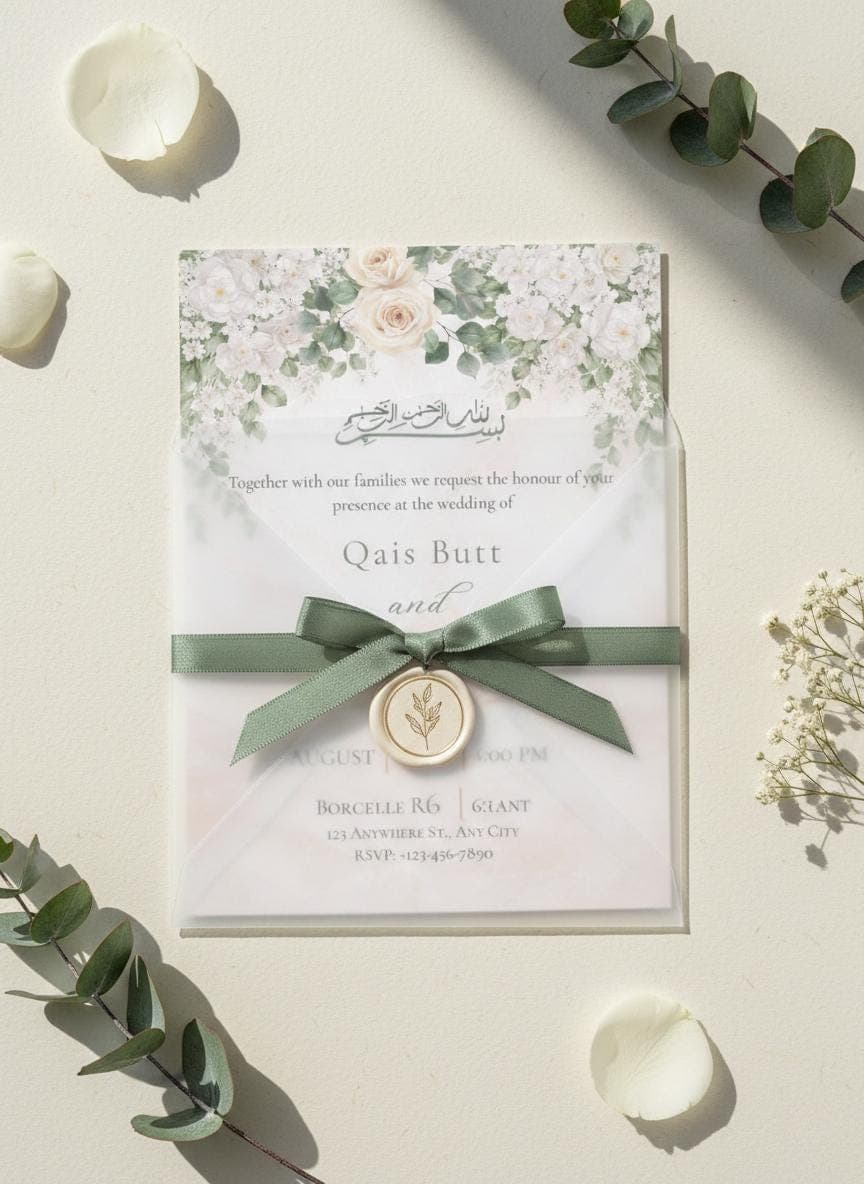 Elegant Islamic Wedding Invitation, Editable Wedding Template,  Floral Canva Invite - image 3