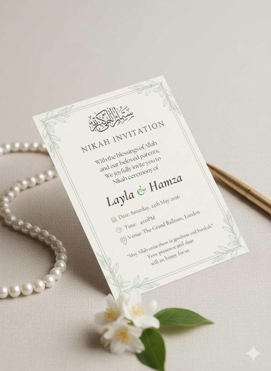 Minimalist Nikah Invitation Template, Islamic Wedding, Editable Canva (Digital Download) - image 4