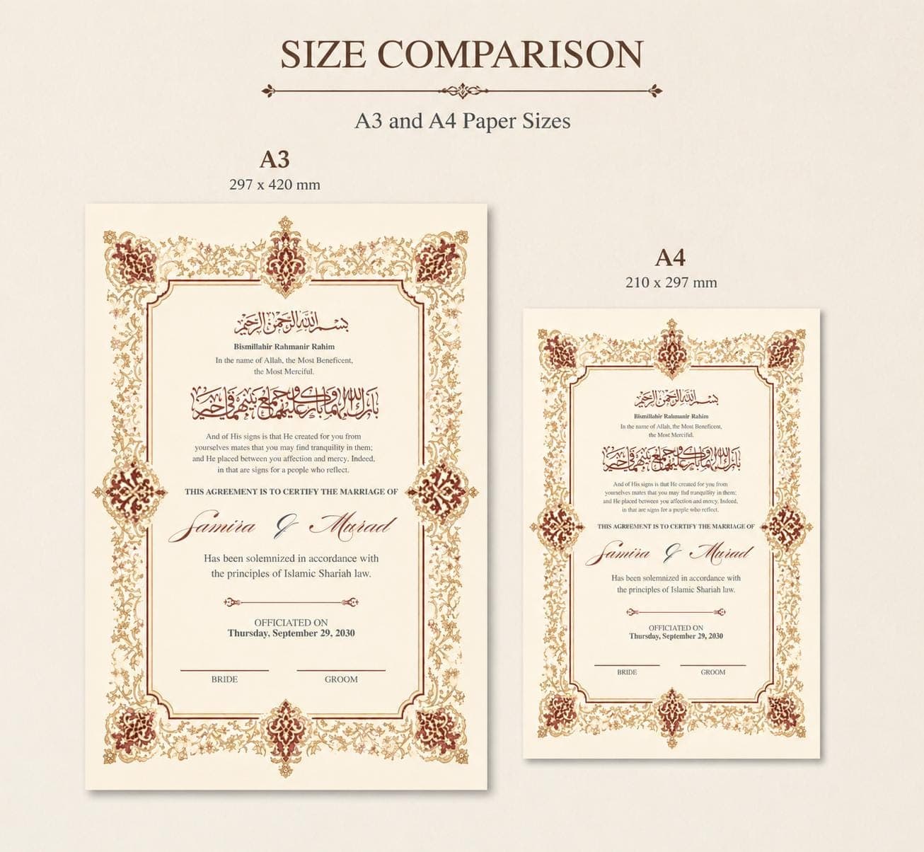 Islamic Marriage Contract Printable, Editable Nikah Certificate, Arabic Calligraphy Wedding Certificate, Digital Download - image 4