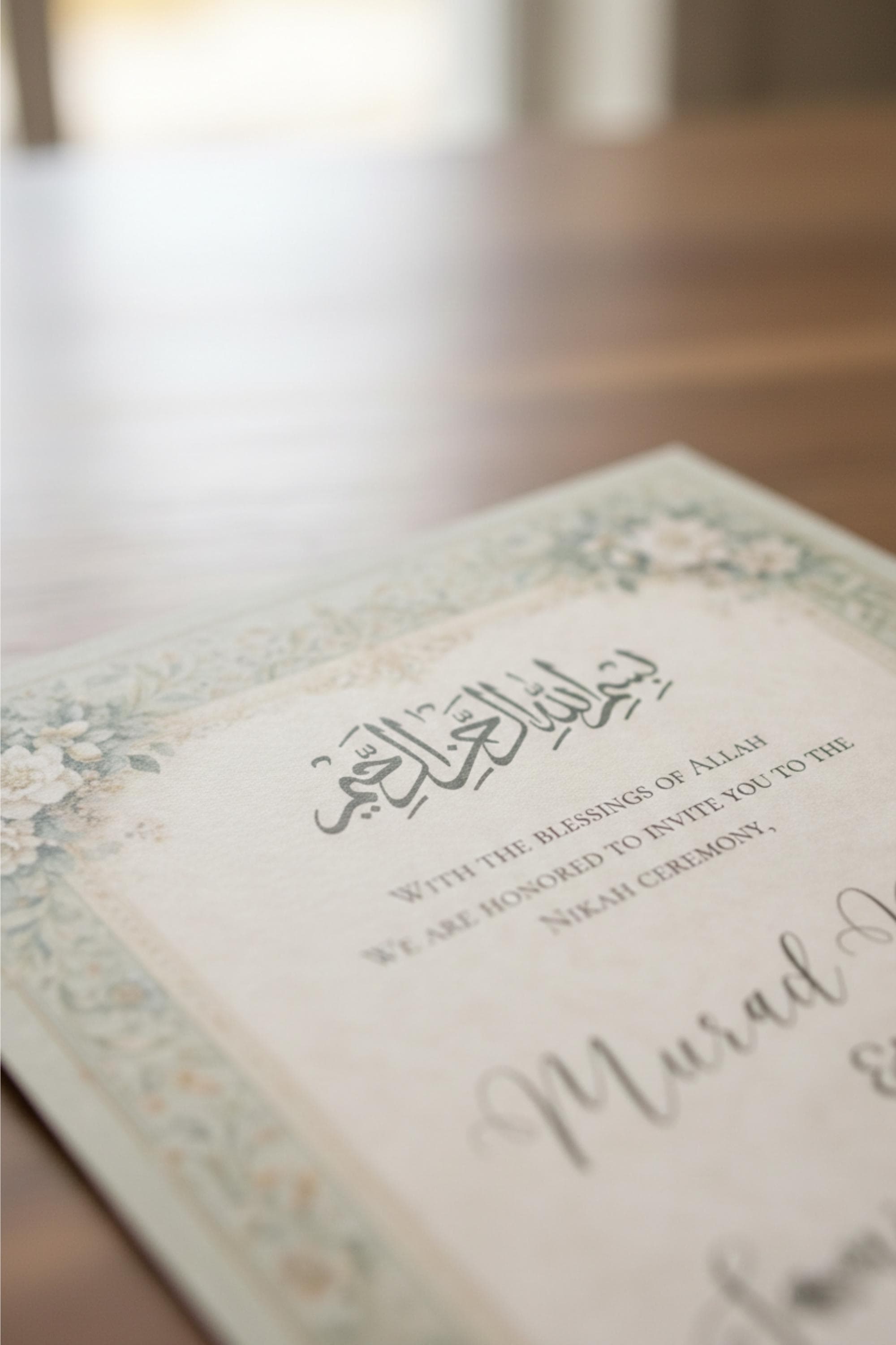 Green Floral Islamic Nikah Invitation, Muslim Wedding Template, Digital Download - image 5