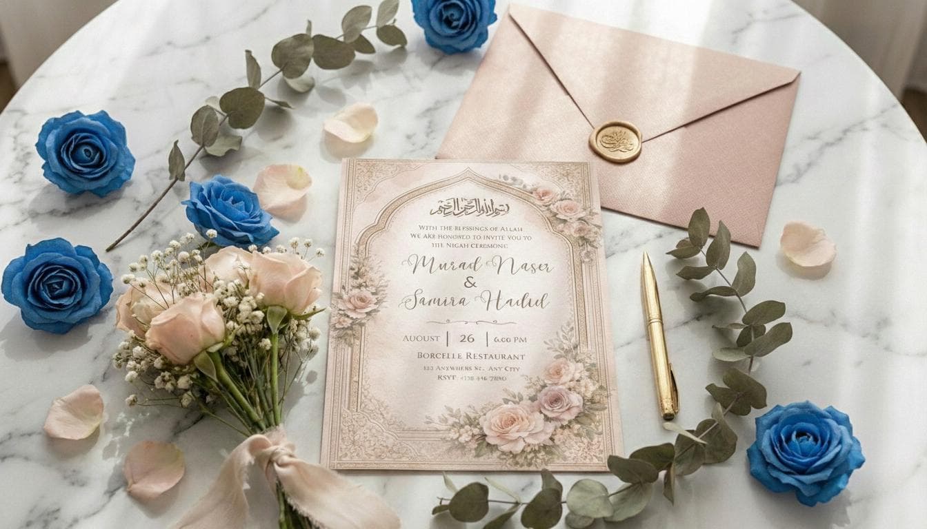 Islamic Nikah Invitation Template, Floral Muslim Wedding Invite, Editable Nikah Card, Digital Download - image 4