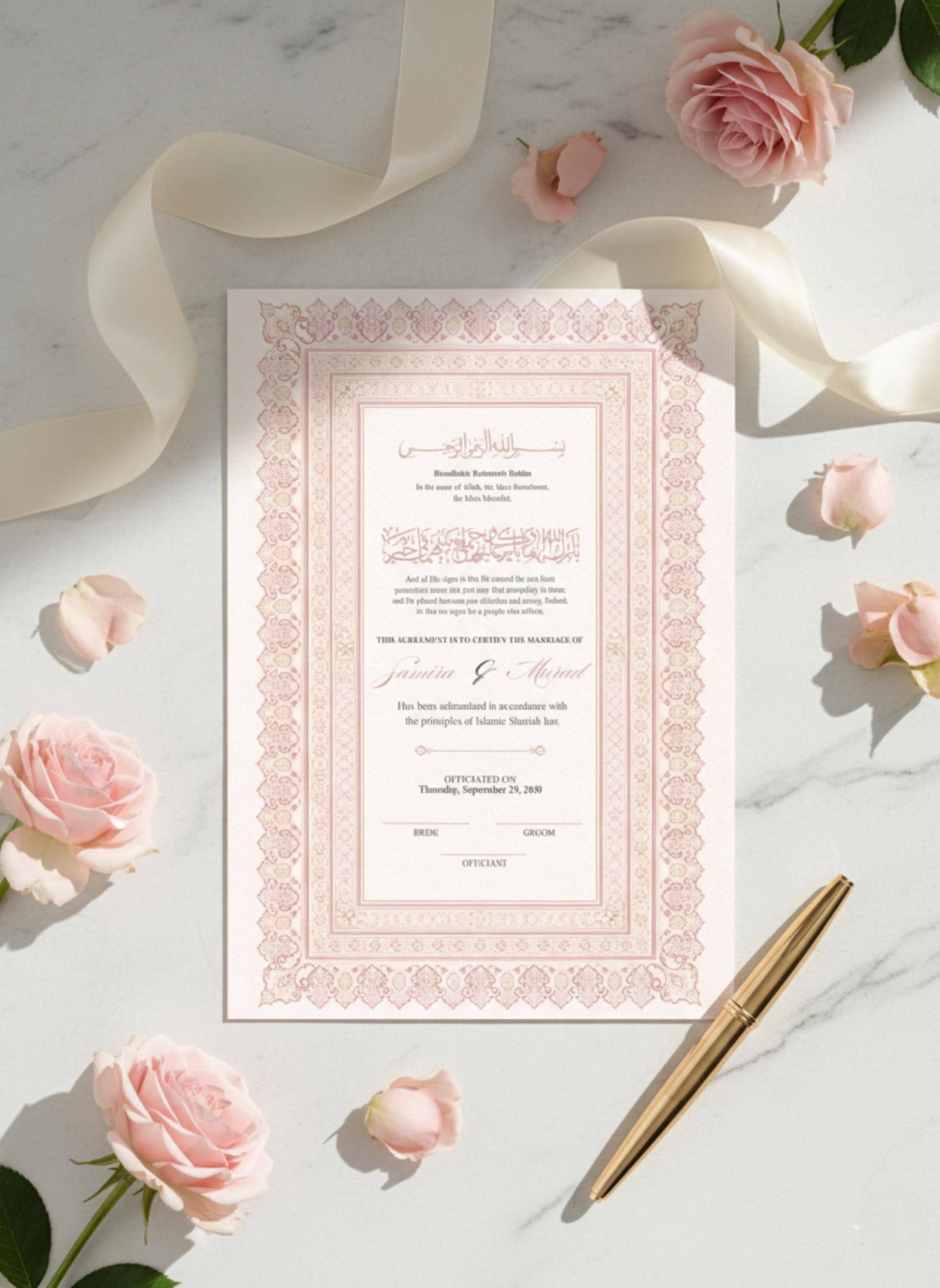 Luxury Nikah Certificate, Muslim Wedding Contract, Nikah Nama, Digital Download