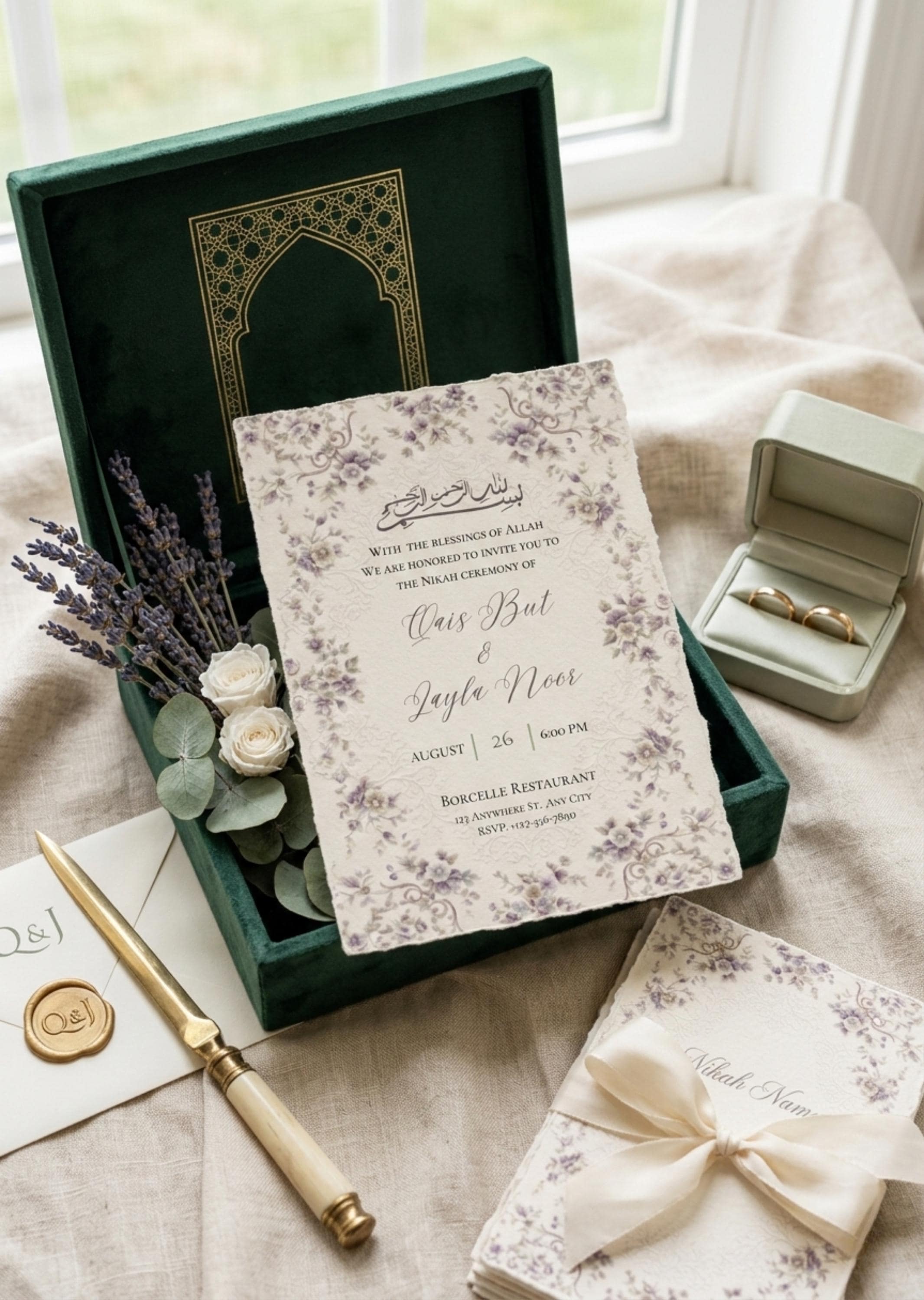 Elegant Floral Nikah Invitation Template,  Islamic Wedding Invite (Digital Download) - image 4