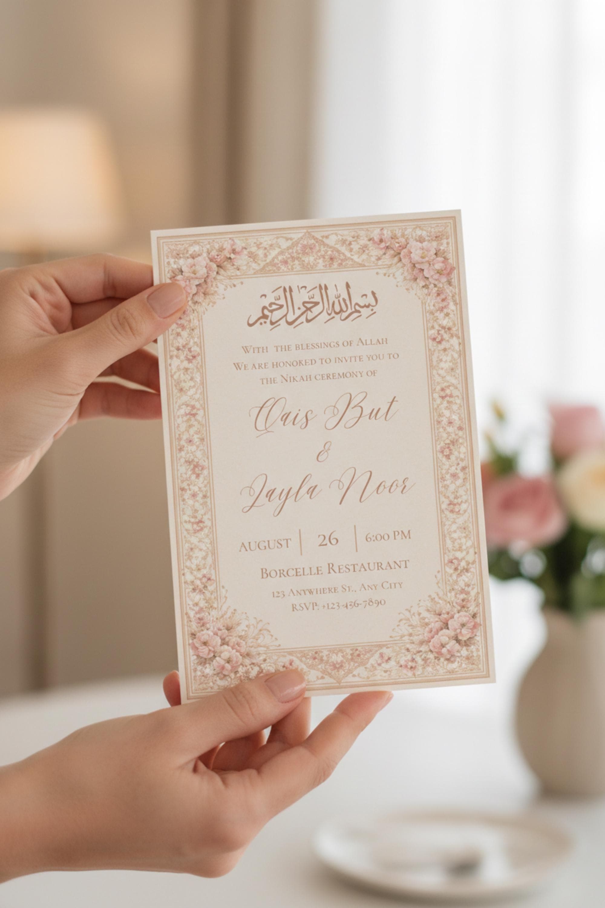 Floral Nikah Invitation Template, Islamic Wedding (Digital Download) - image 5