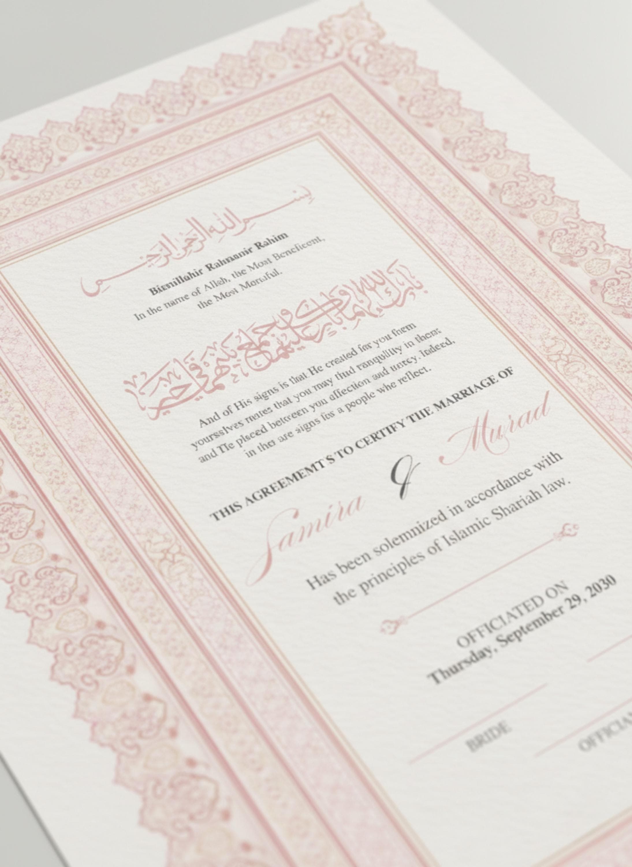 Luxury Nikah Certificate, Muslim Wedding Contract, Nikah Nama, Digital Download - image 3