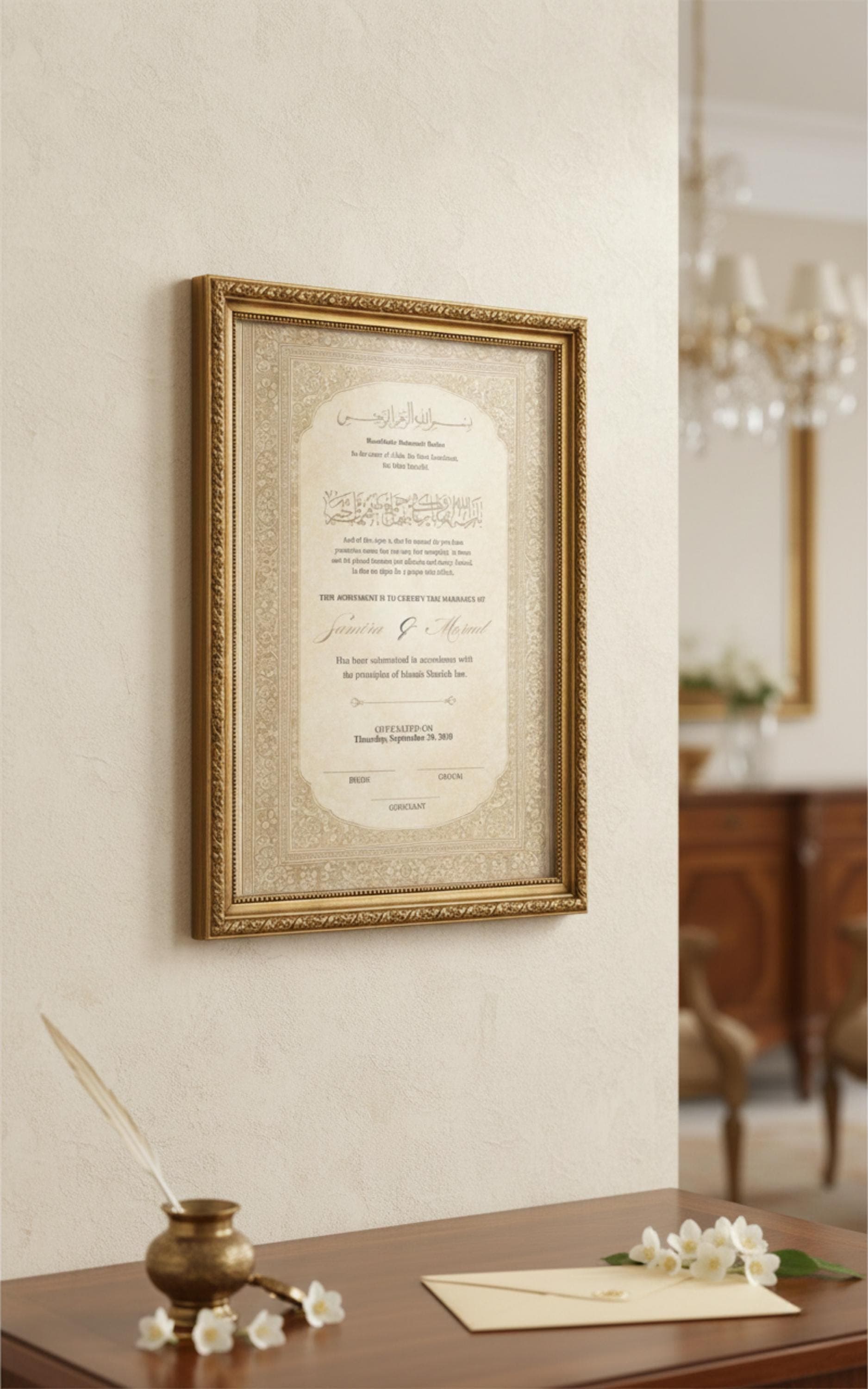 Islamic Nikah Certificate, Persian Mughal Art, Muslim Wedding Keepsake (Digital Download) - image 3