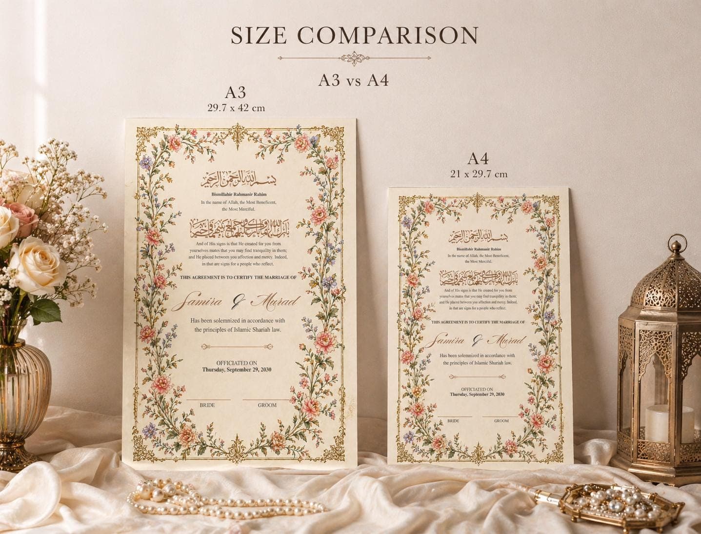 Editable Marriage Certificate, Islamic Wedding Contract, Muslim Wedding Keepsake, Digital Download - image 4