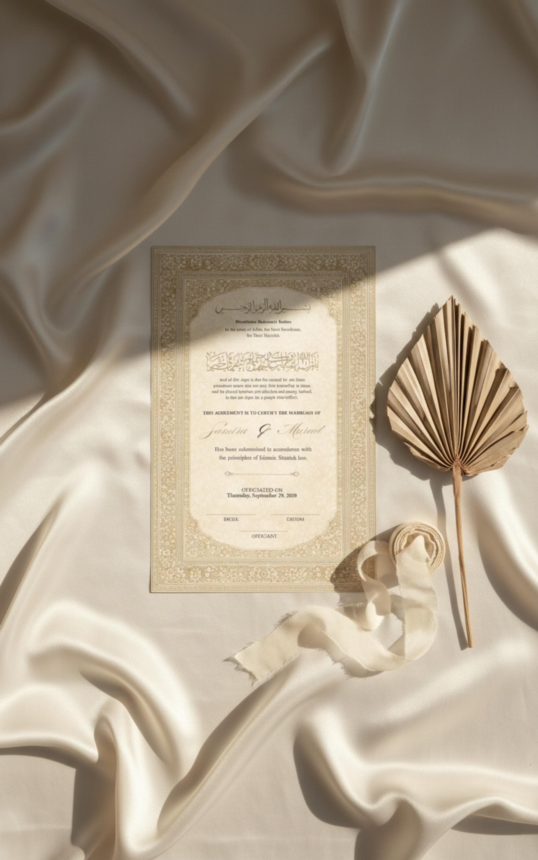 Islamic Nikah Certificate, Persian Mughal Art, Muslim Wedding Keepsake (Digital Download)