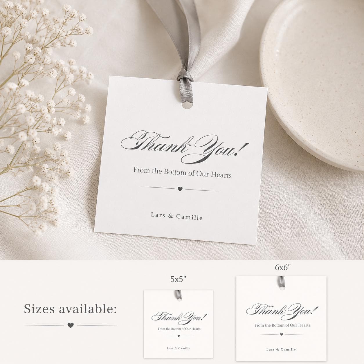 Editable Wedding Thank You Tag, Minimalist Square Favor Tag, Printable Card (Digital Download) - image 4
