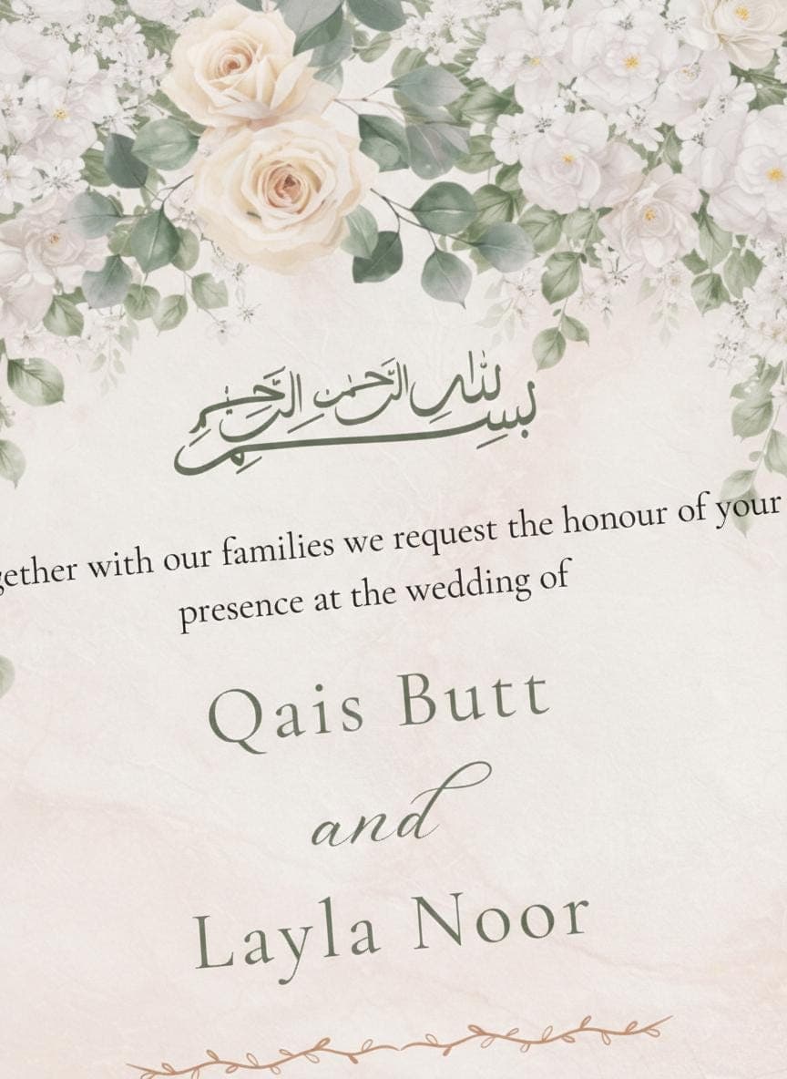 Elegant Islamic Wedding Invitation, Editable Wedding Template,  Floral Canva Invite - image 5