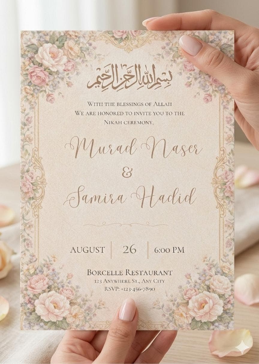 Luxury Floral Wedding Invite, Muslim Nikah Invitation (Digital Download) - image 5