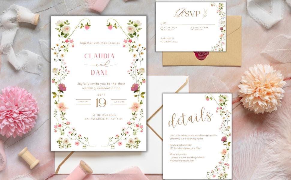 Wildflower Wedding Invitation Template, Editable Canva Invite (Digital Download) - image 4