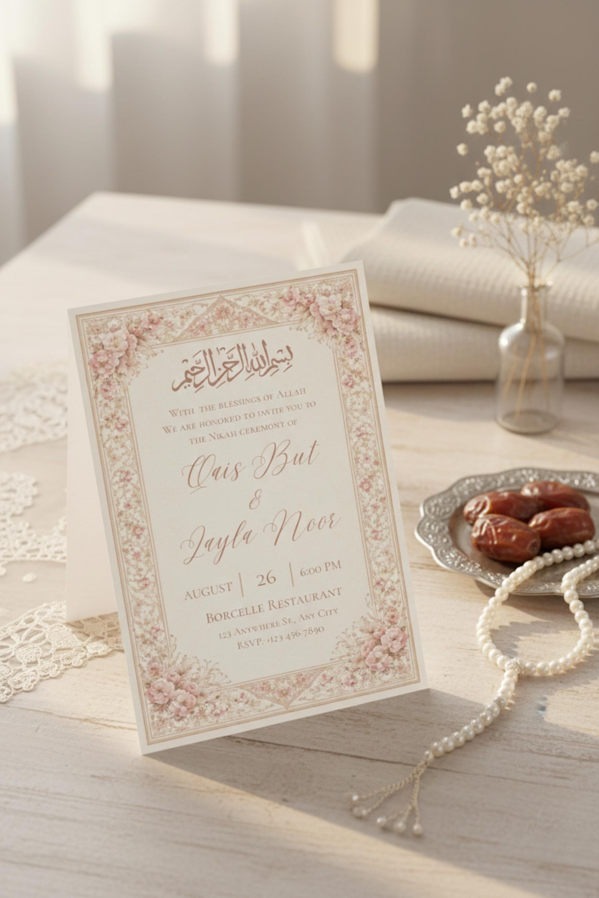 Floral Nikah Invitation Template, Islamic Wedding (Digital Download) - image 3
