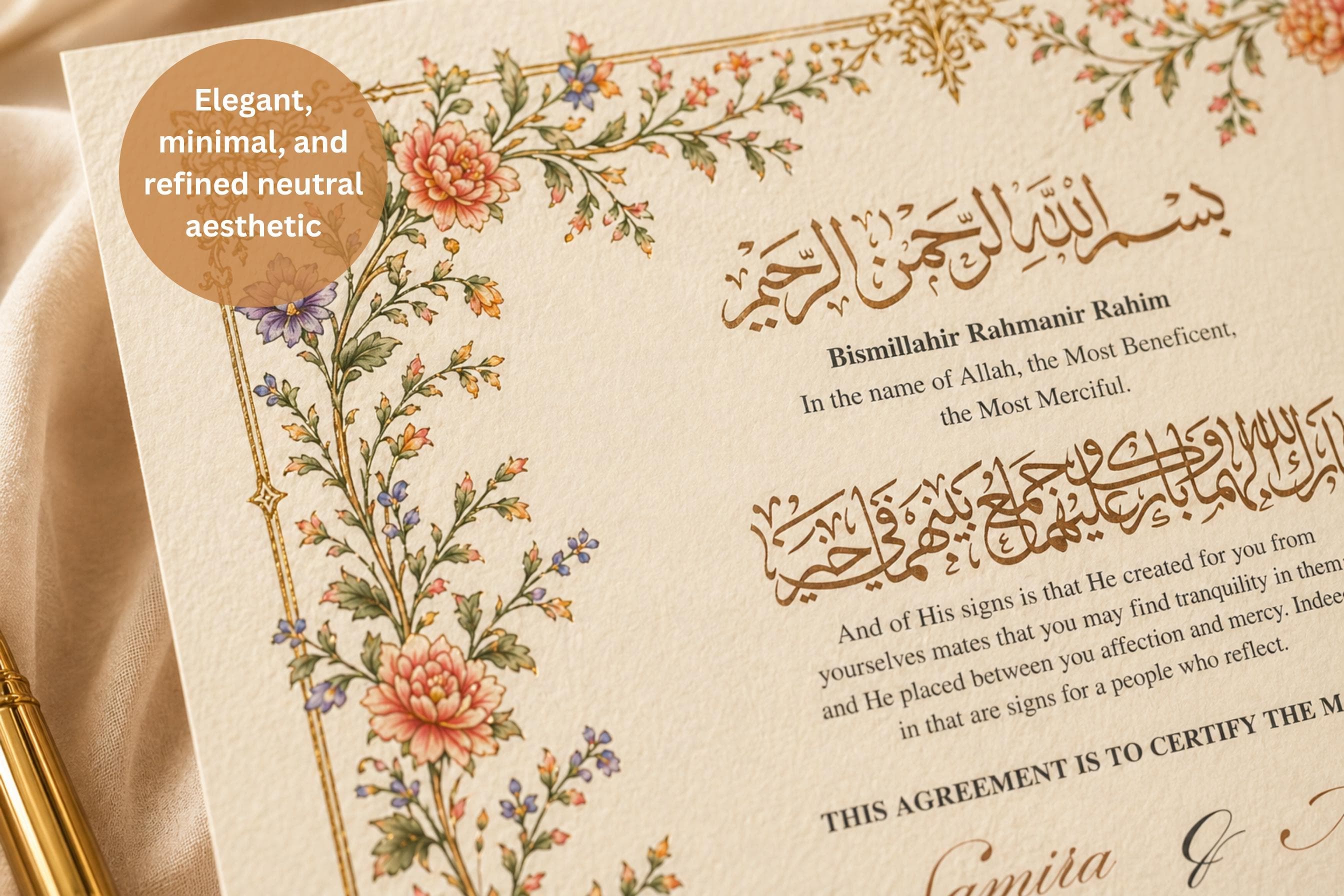 Editable Marriage Certificate, Islamic Wedding Contract, Muslim Wedding Keepsake, Digital Download - image 3