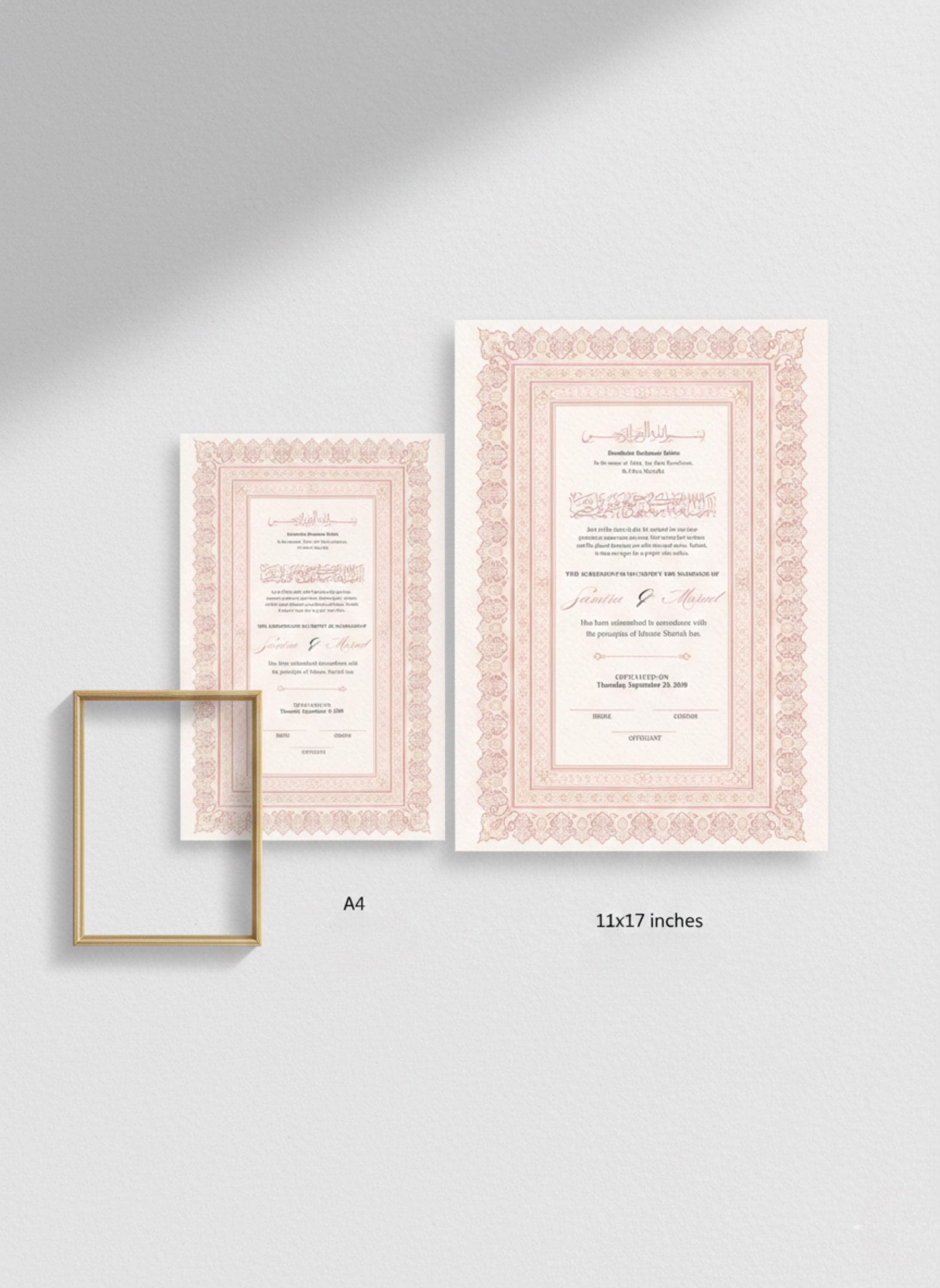 Luxury Nikah Certificate, Muslim Wedding Contract, Nikah Nama, Digital Download - image 4