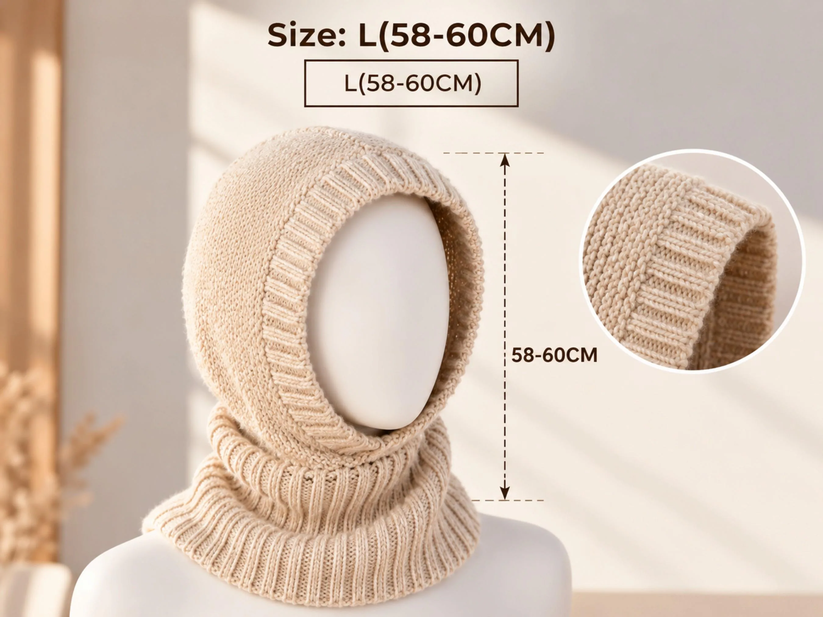 Knit Balaclava Hooded Beanie | Neck Warmer Scarf, Unisex Winter Cap - image 4