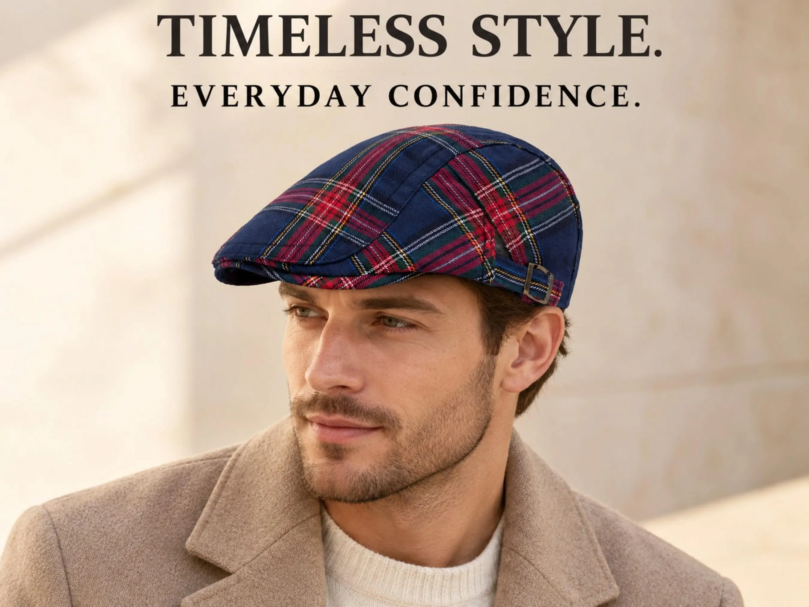 Vintage Plaid Flat Cap | Classic Newsboy Hat | Adjustable Unisex Driving Cap | Retro Casual Beret