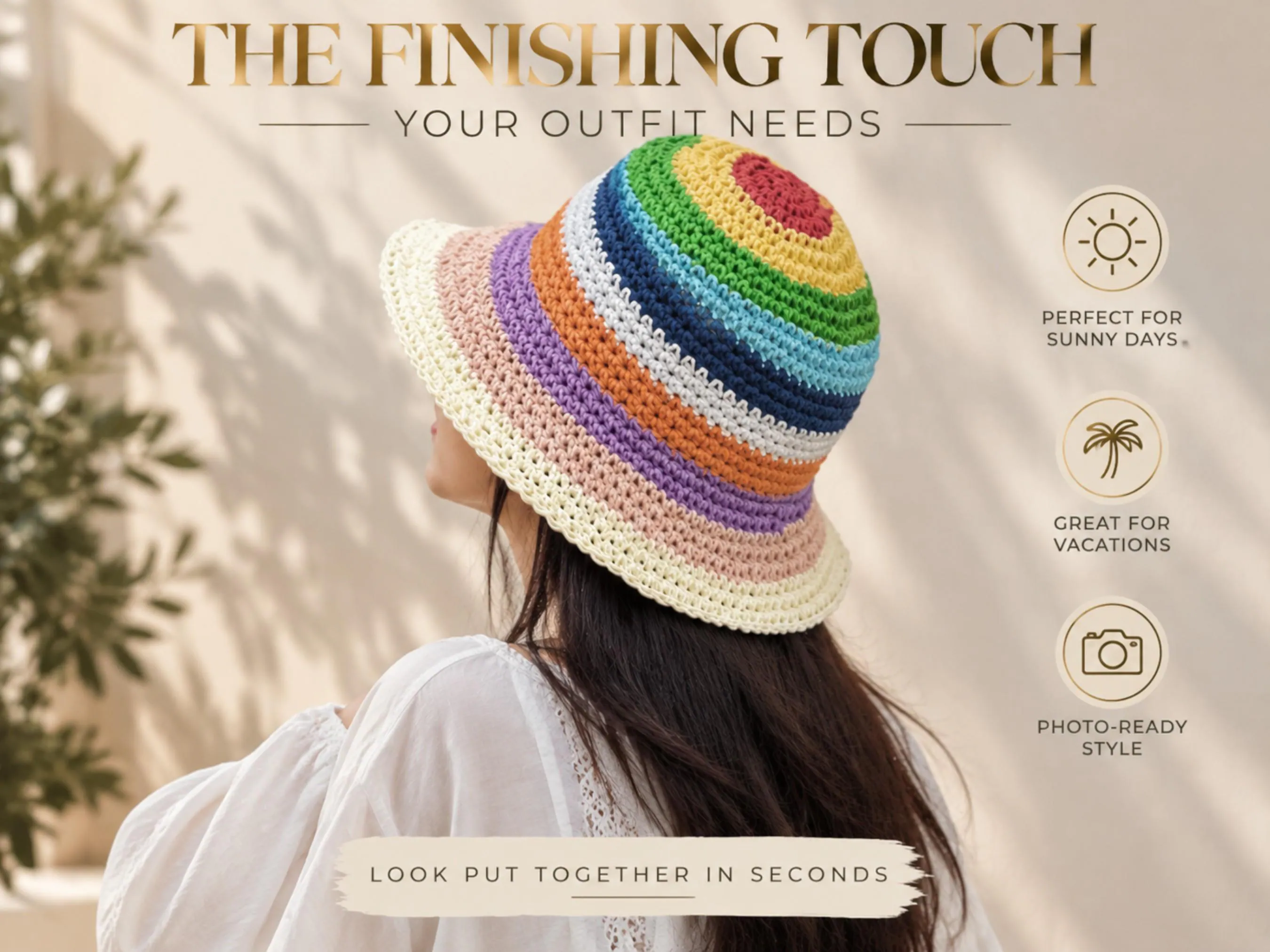 Rainbow Crochet Bucket Hat | Colorful Knit Sun Hat, Summer Beach Accessory - image 2