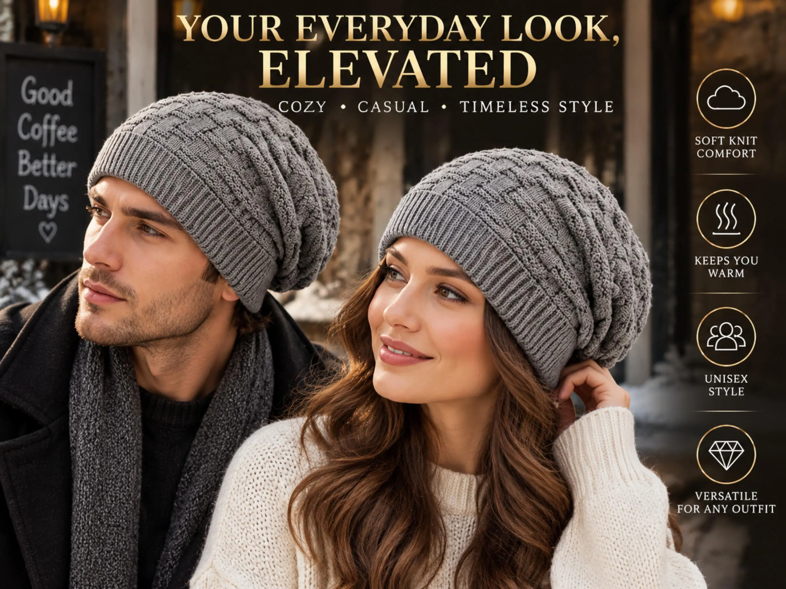 Slouchy Knit Beanie Hat | Relaxed Fit, Soft Texture, Unisex Winter Accessory - image 2