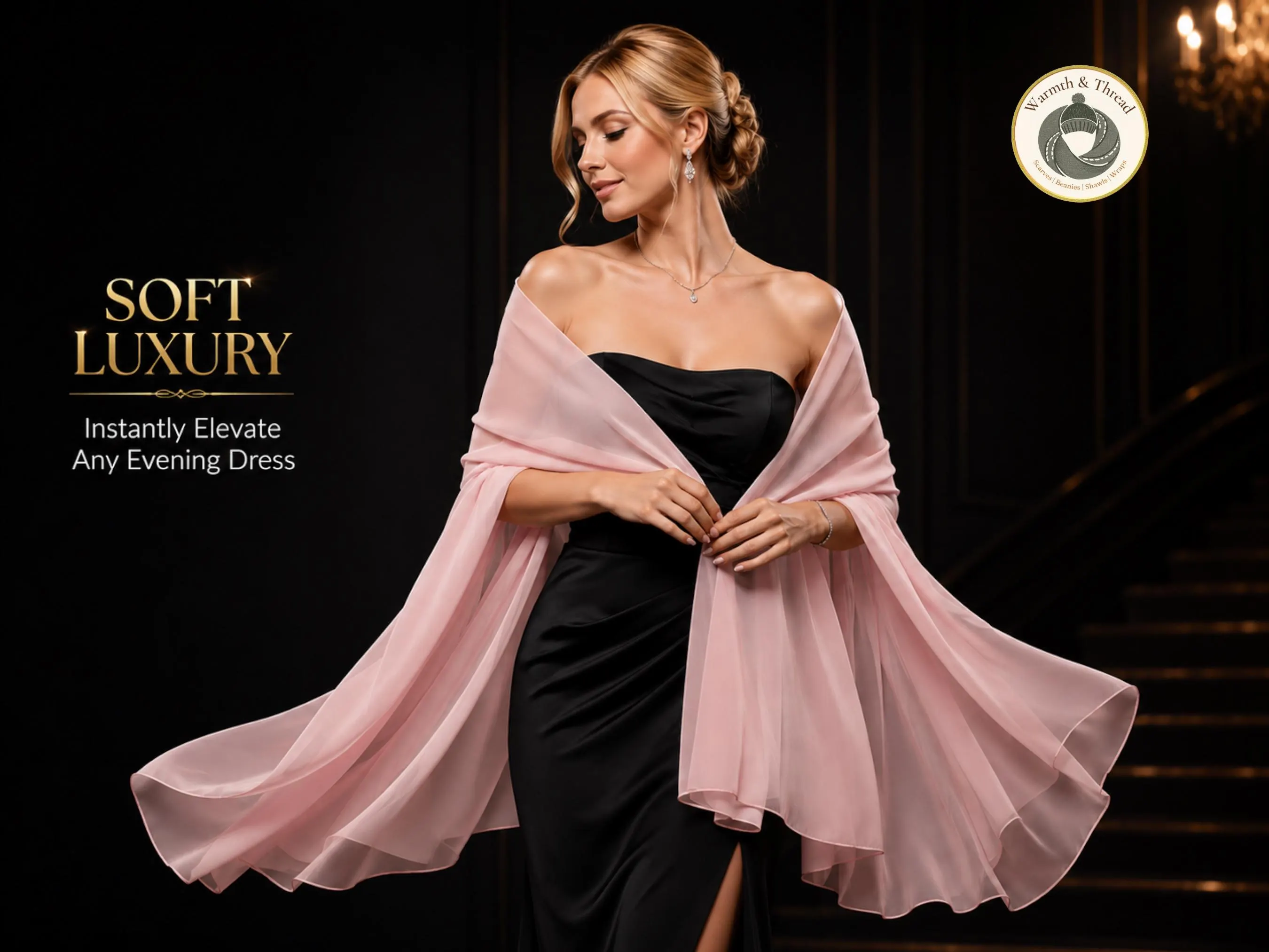 Chiffon Evening Shawl Wrap: Lightweight, Soft, Elegant Formal Cover Up