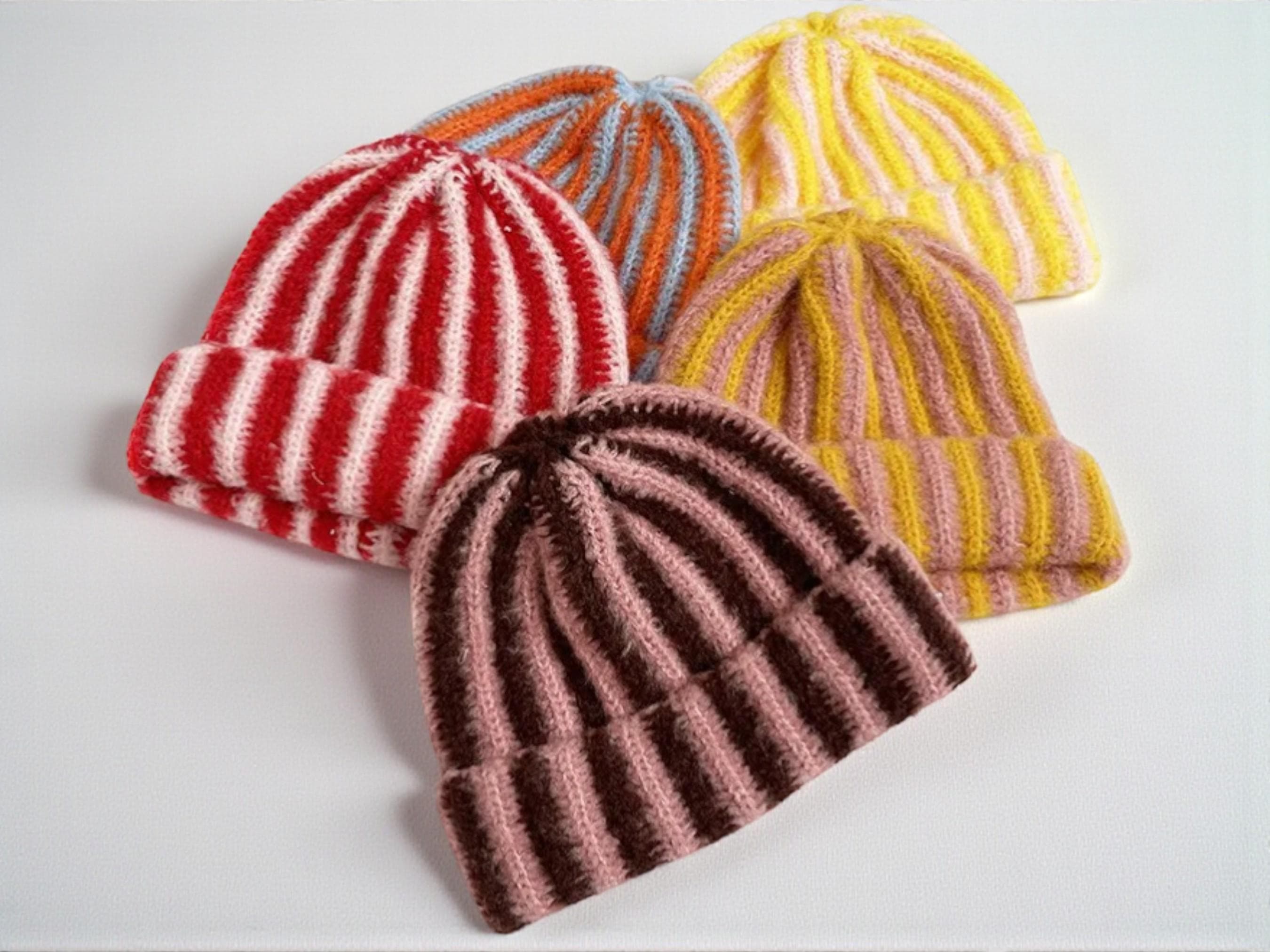 Handmade Striped Crochet Beanie | Two-Tone Winter Hat - image 2