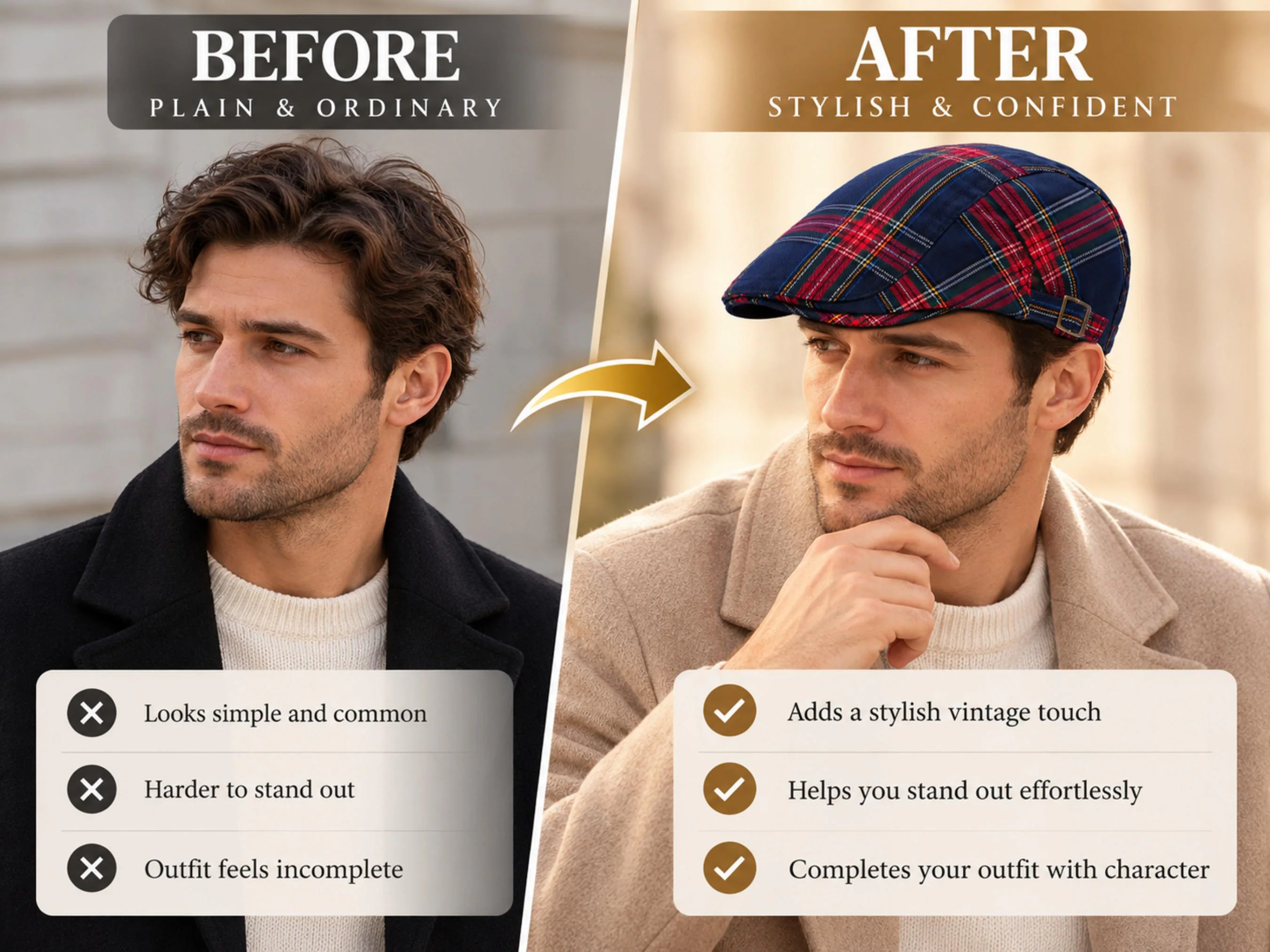 Vintage Plaid Flat Cap | Classic Newsboy Hat | Adjustable Unisex Driving Cap | Retro Casual Beret - image 5